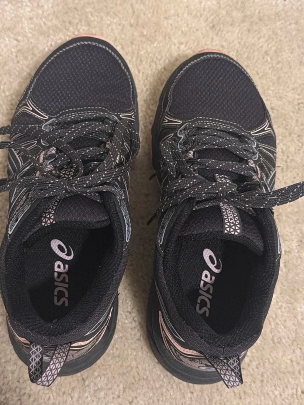 ASICS Black Trail Running Shoes with Pink Accents